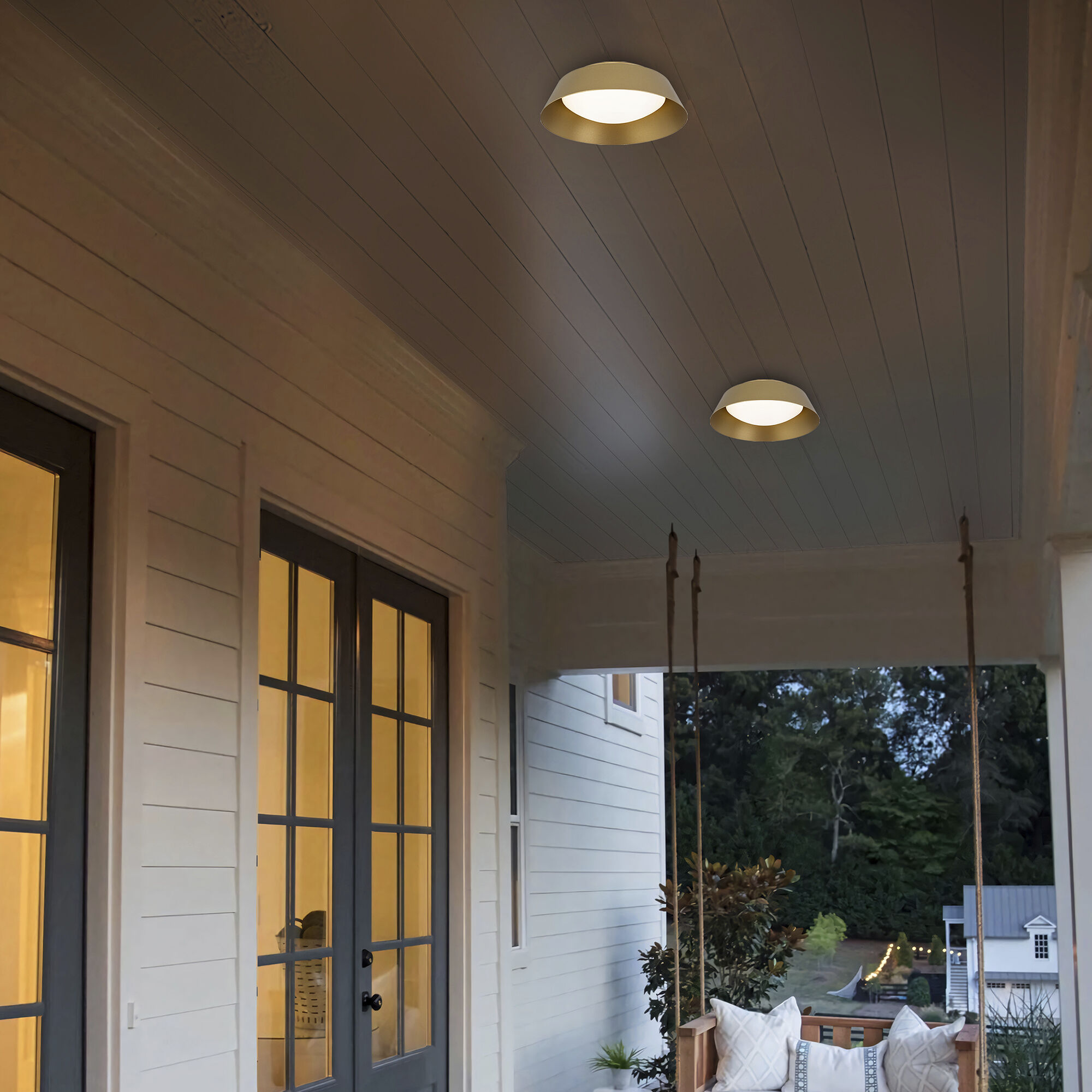 Pez LED 11 inch Painted Brass Outdoor Flush Mount